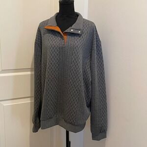 NWT Cross & Crown Men's Grey Textured Quarter Zip‎ Pullover Sweatshirt XXL